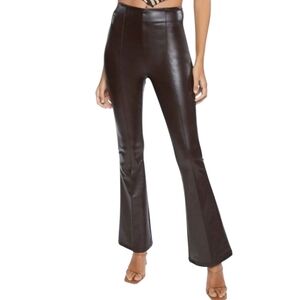 Women's Forever 21 Brown Faux Leather Flare Pants Sz Large NWT